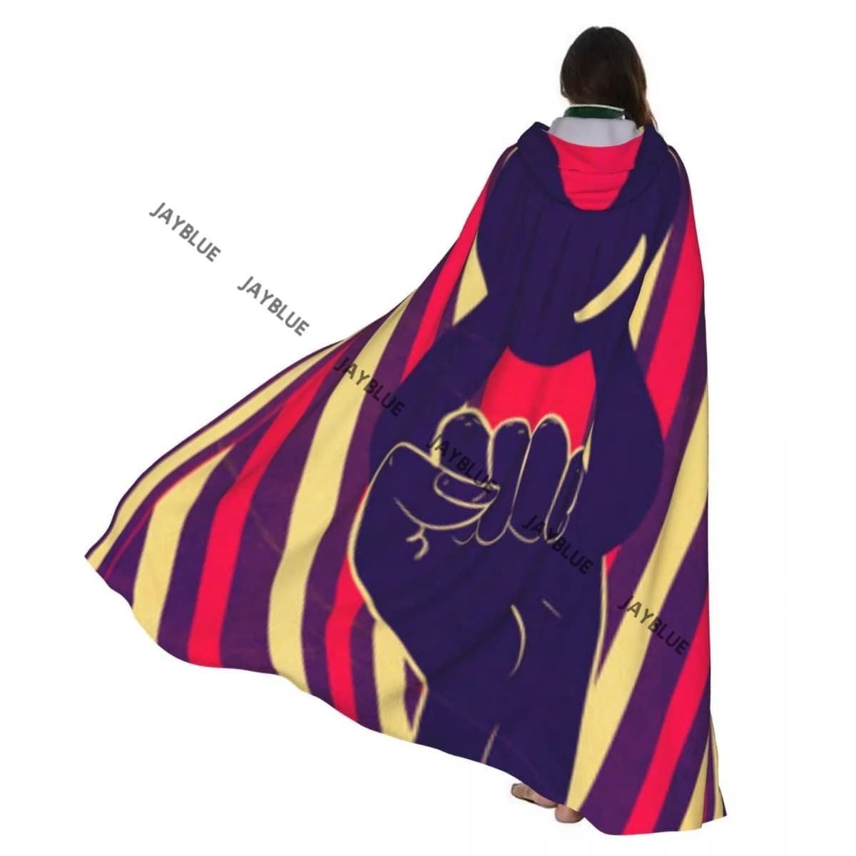 Unisex Witch Party Reversible Hooded Adult Vampires Mantle Mantle Human Hand holding Kettlebell