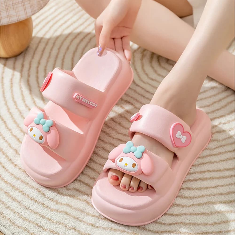 Ciabatte Cartoon Hello Kitty Melody Sanrio Anime Kawaii Kuromi Cinnamoroll, Scarpe Estive Antiscivolo con Suola Spessa per Ragazze