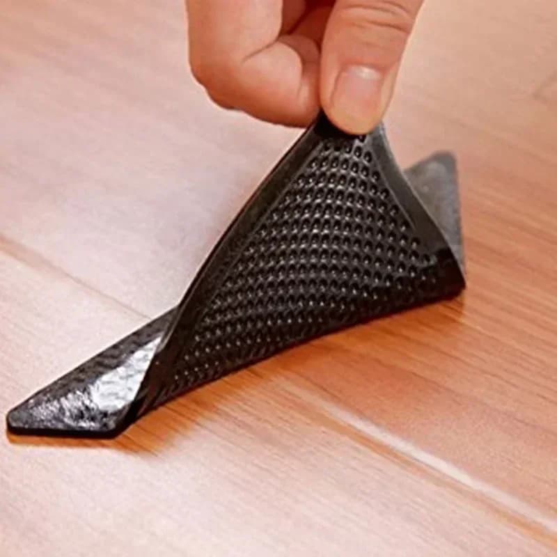 Tappetino antiscivolo per tappeti in silicone da 4 pezzi con clip per tappeti, tappetino antiscivolo per la casa, il bagno, il soggiorno (colore: nero)