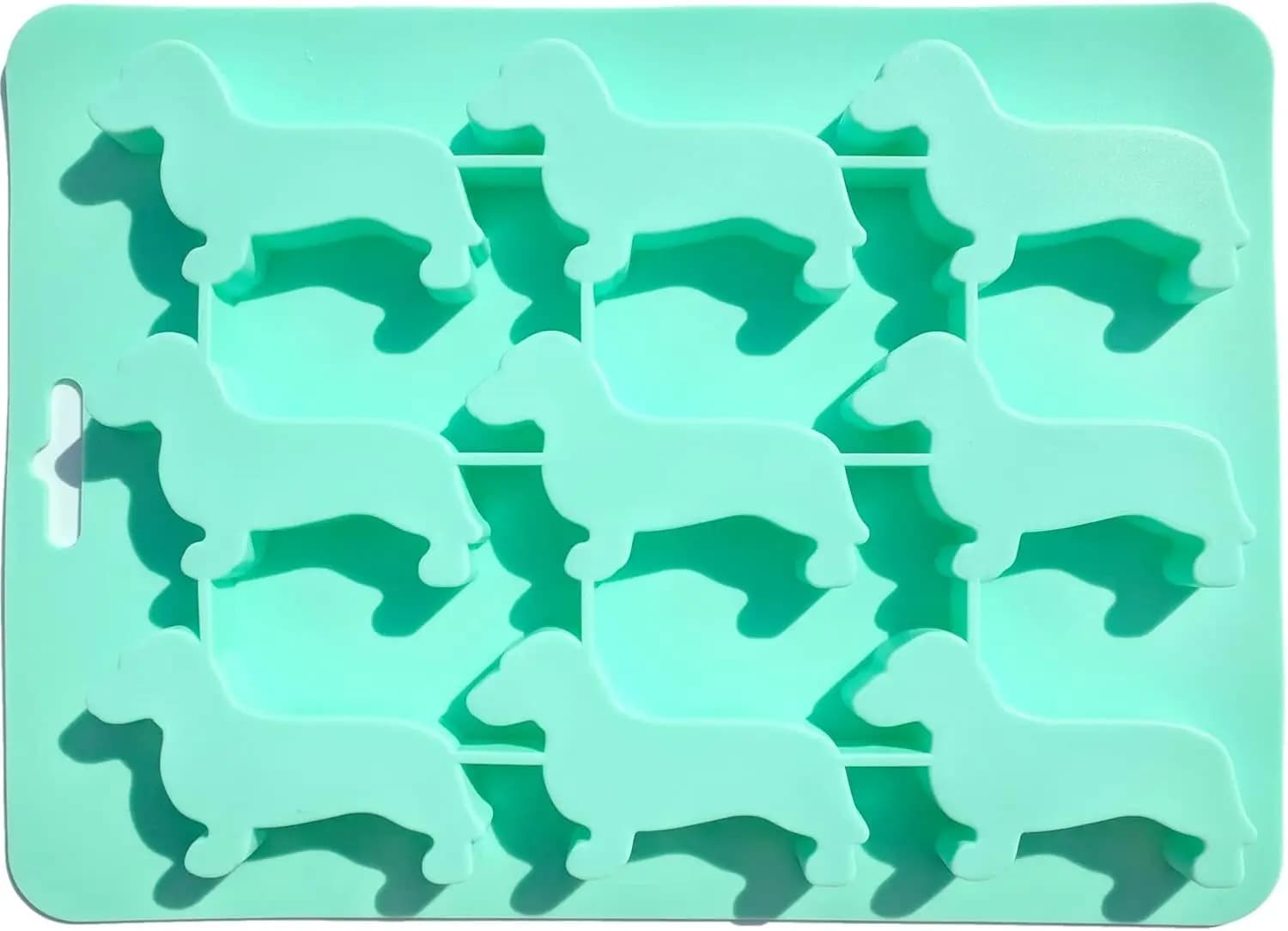 Stampo in silicone a forma di cane Bassotto per ghiaccio, bevande, caramelle, cioccolato, dolci, regali per feste, verde