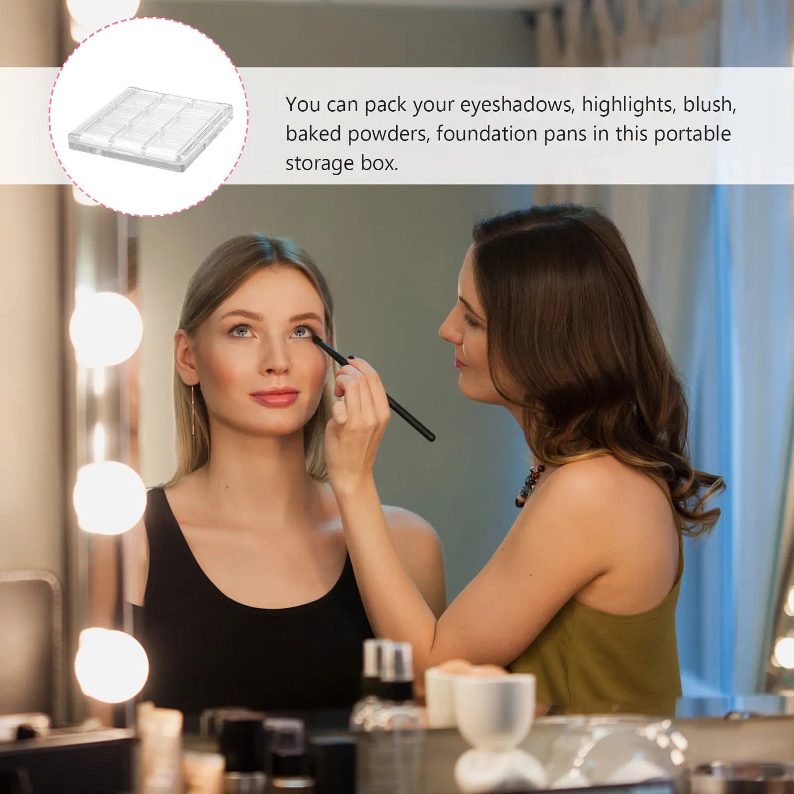 Set di 4 Palette Vuote per Ombretti, Contenitori Portatili per Trucco Fai-da-Te, Scatole per Blush, Rossetto e Fondotinta, Custodie da Viaggio per Ombretti