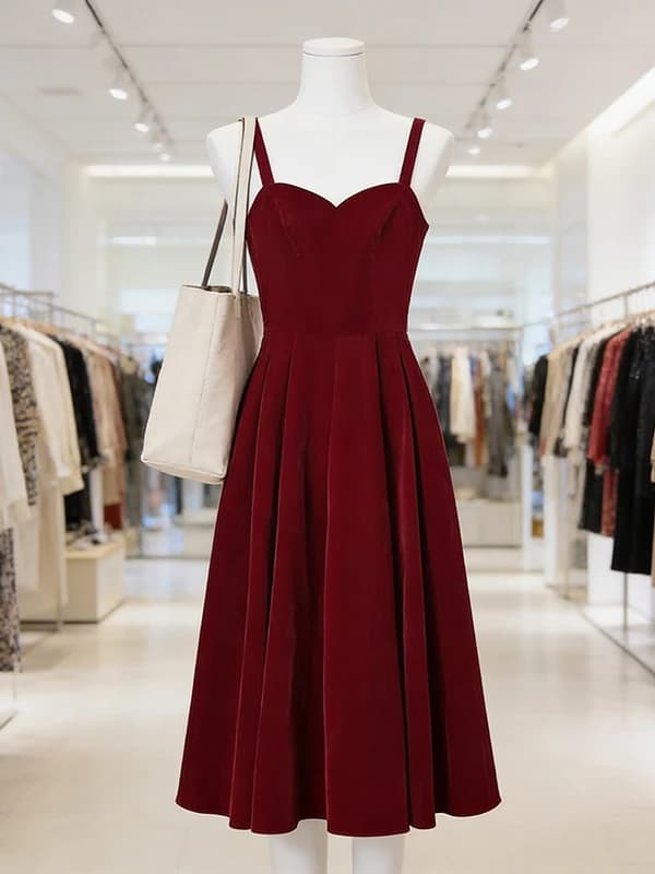 Abito rosso estivo senza maniche a vita alta da donna, taglie forti, stile casual elegante, silhouette a trapezio, per matrimoni e feste