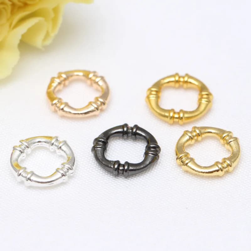 10Pcs Bamboo Joint Round Stripe Frame Beads Connector Charms Bracelets Necklace DIY Jewelry Making Materials Accessories