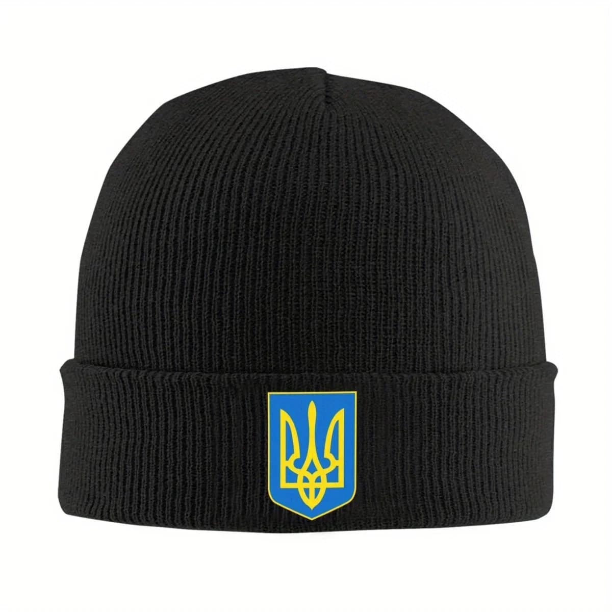 New Custom Coat Of Arms Ukraine Flag Beanie Cap Unisex Winter Warm Bonnet Homme Knitted Hat Ukrainian Emblem Skullies Beanie