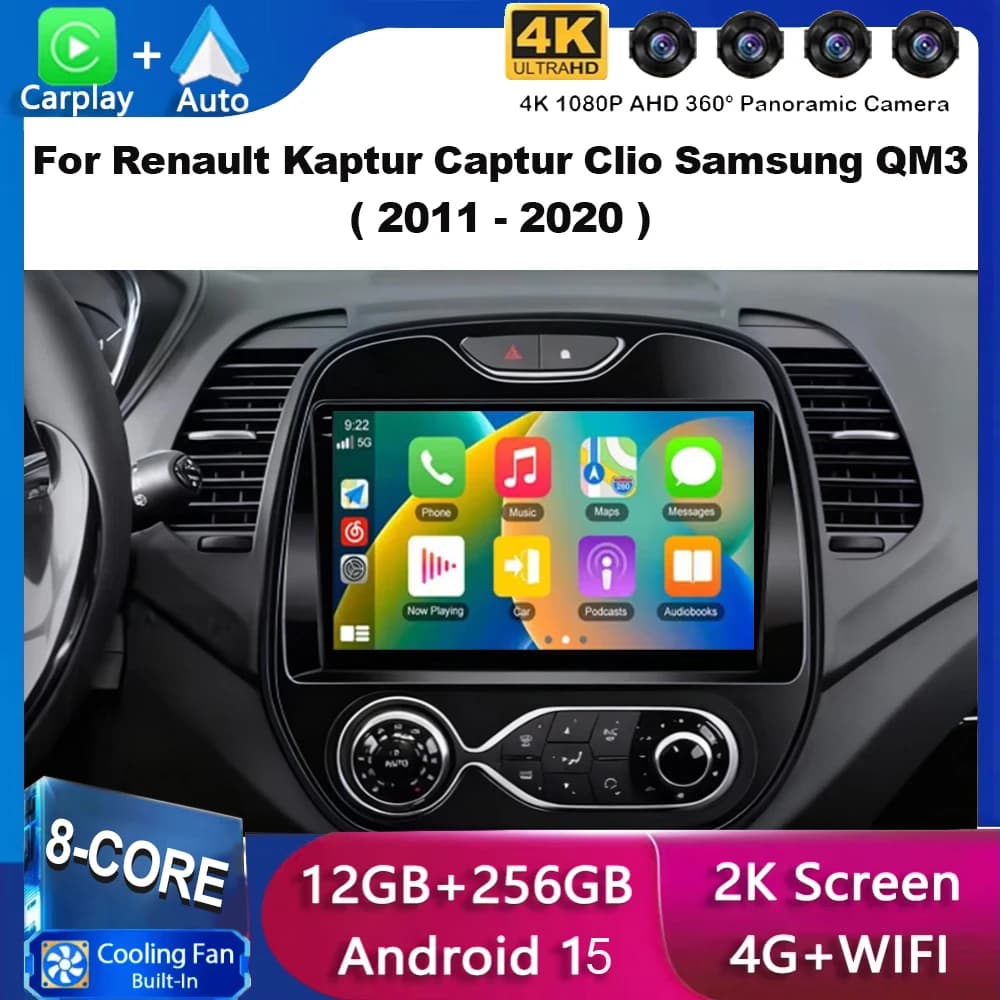 Android 15 Autoradio Per Renault Kaptur Captur Clio Samsung QM3 2011 2012 2013-2020 Wireless Carplay multimediale Android Auto 4G