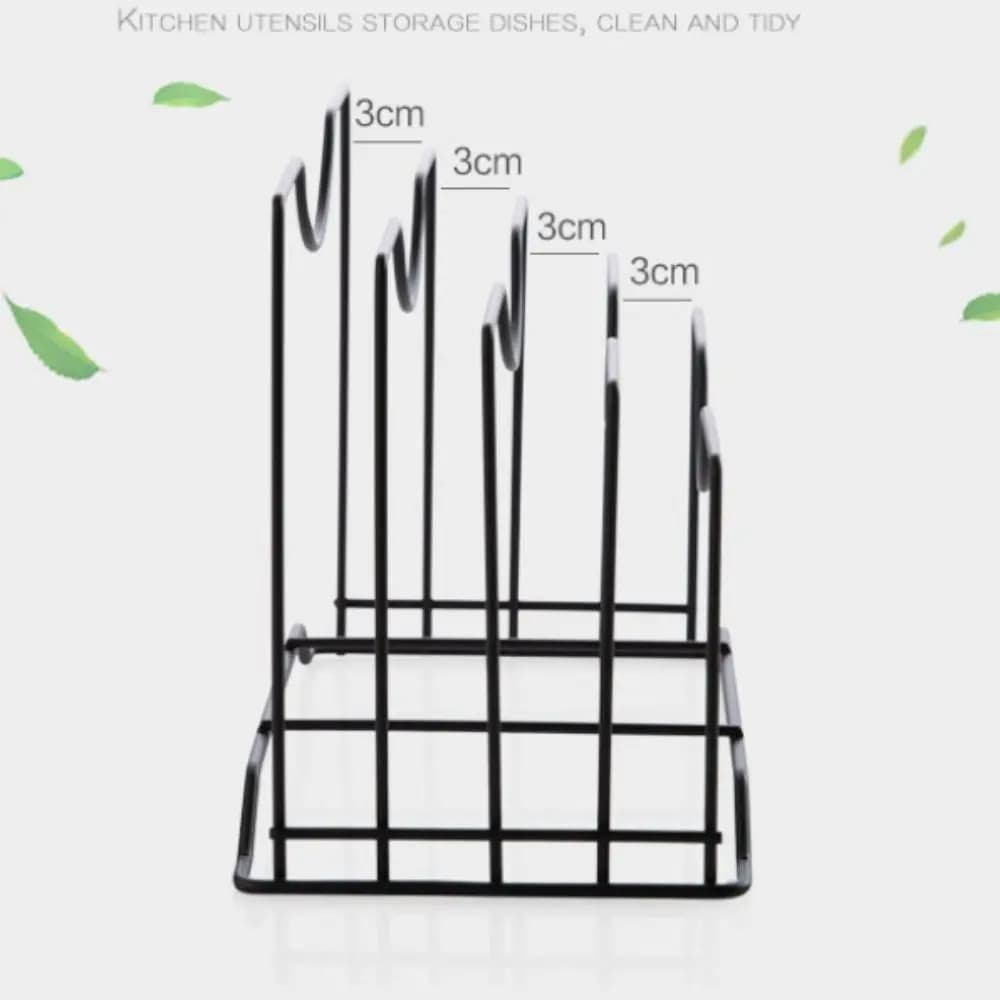 Multi Layer Pan Lid Organizer Hollow Design Multifunctional Kitchen Storage Rack Space Saving Quick Dry Cutting Board Holder
