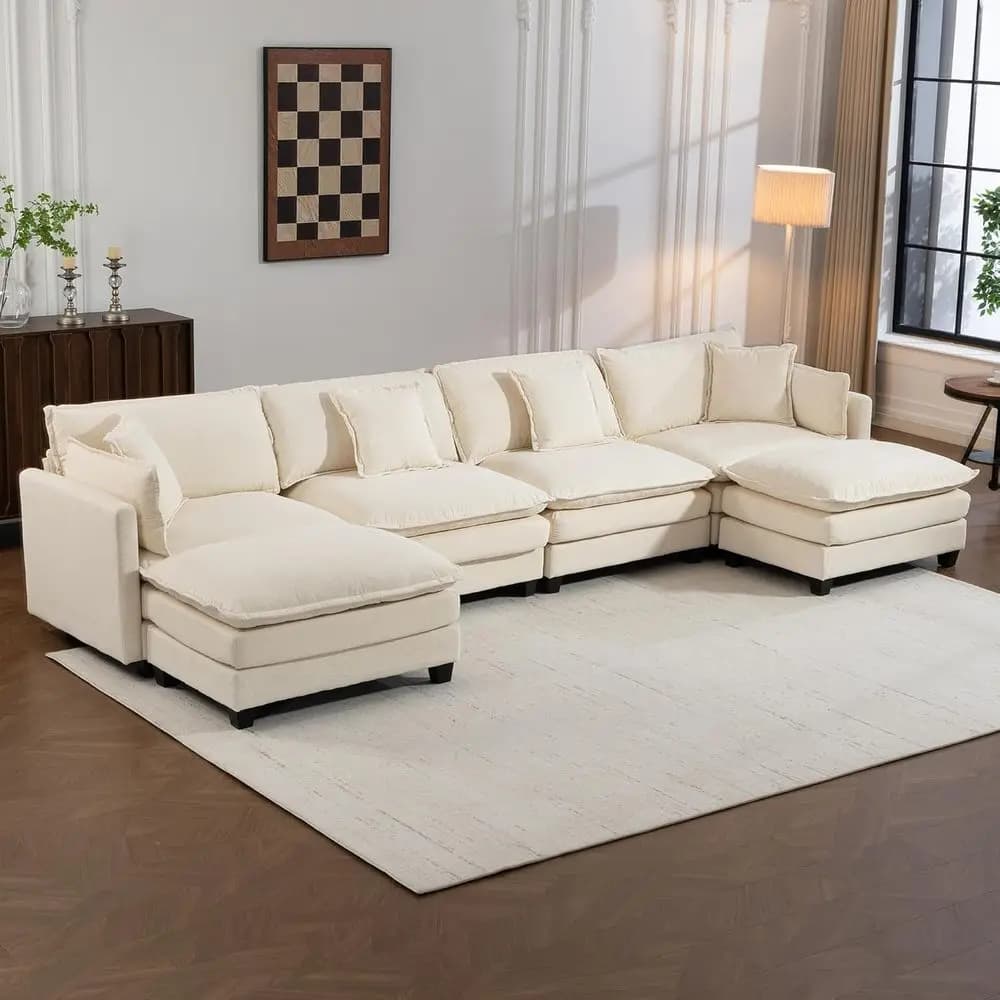Sectional Cloud Couch 150" ular Soa with Ottoman and Pillow or Living Room Deep Seat Couches ern Cloud Couch or Bedroom and Apar