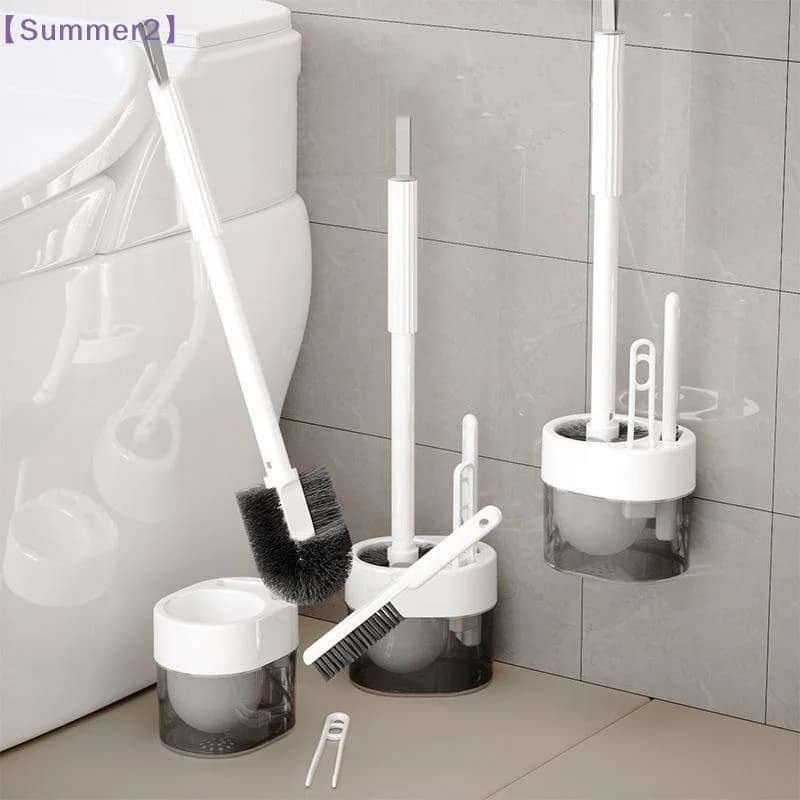 【Xia2】Wall-Mounted Toilet Brush Set With Crevice Brush And Holder 3 In 1 Toilet Stain Removal Bathroom Cleaning Kit{S}