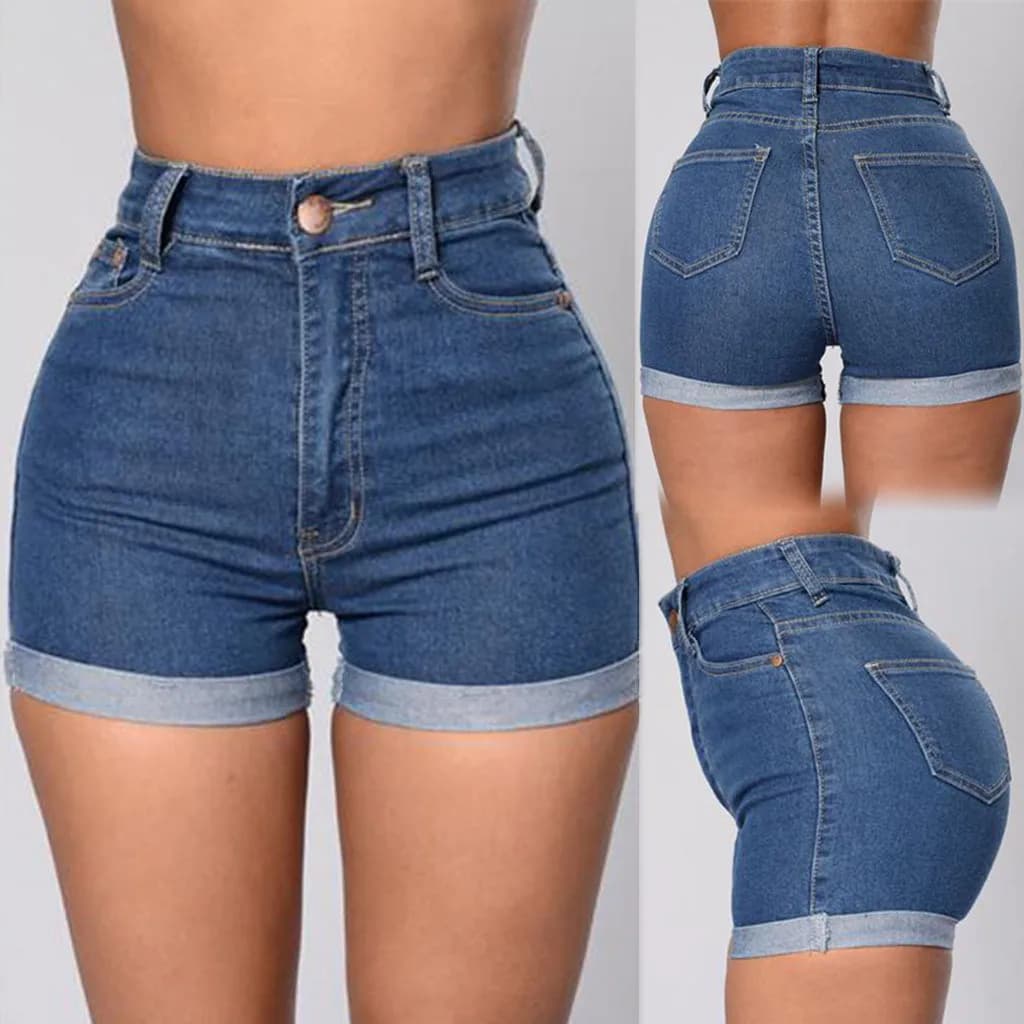 2023 Dark Blue Jean Shorts For Women Casual Sexy Hip Lift High Waist Denim Shorts Mujer Short Jeans Female