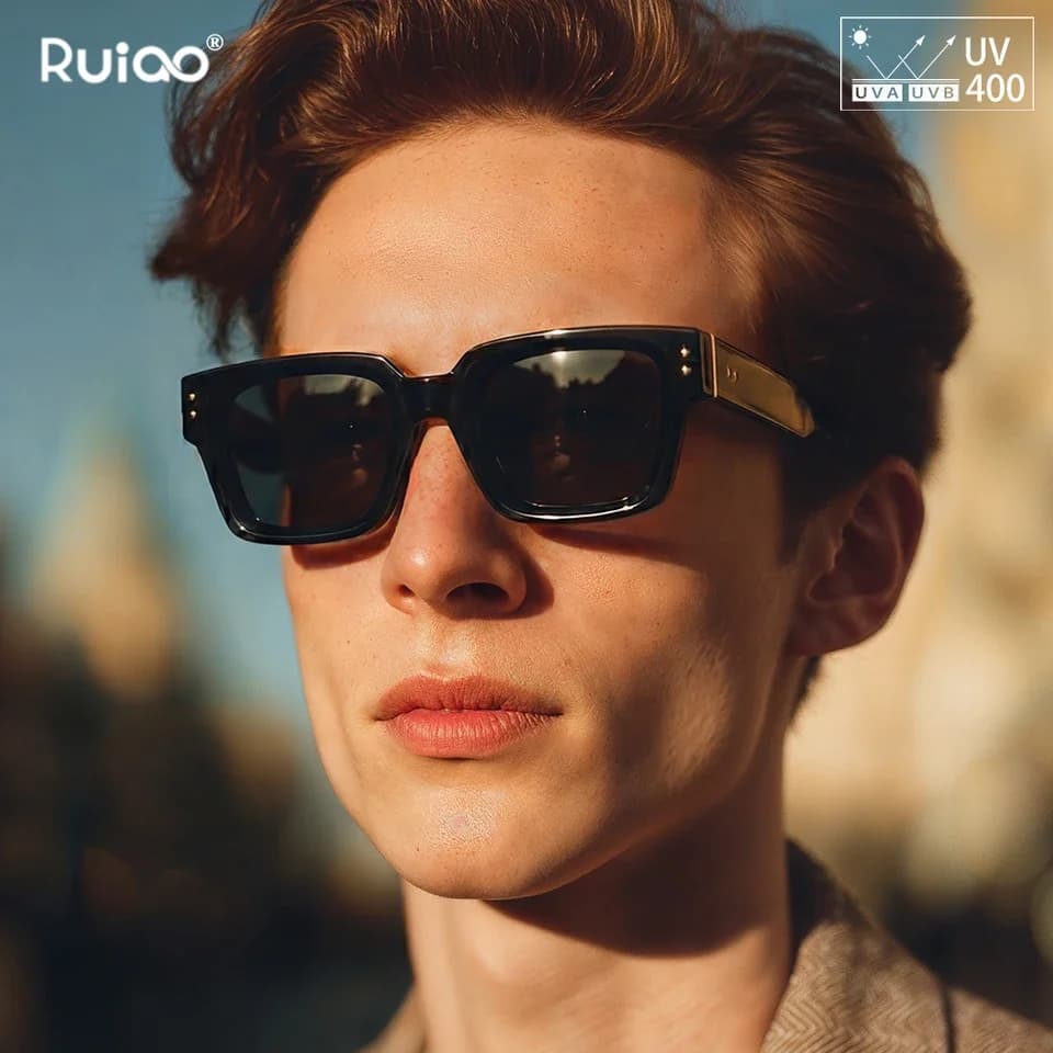 Occhiali da Sole di Lusso Premium 2026, Design Quadrato Nero di Marca per Uomo, Lunette de Soleil Homme, Gafas de Sol Hombre
