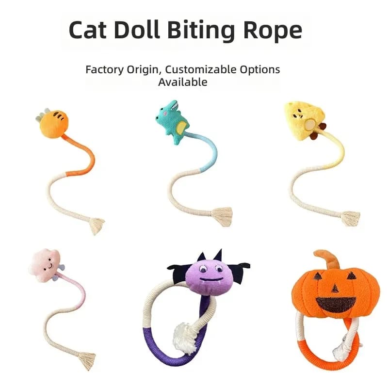 2026 Manufacturer Wholesale Cat Toys Cat Dolls Biting Rope Self-Hi Grinding Teeth Cleaning Cat Mint Powder Teasing Stick