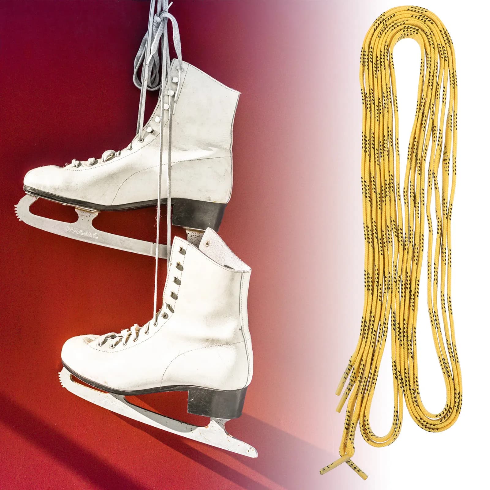 1 Paio di Lacci per Hockey Resistenti con Punta a Fiamma, Riparabili e Rivestiti in Cera, per Pattini da Ghiaccio, Pattini a Rotelle e Scarpe Sportive