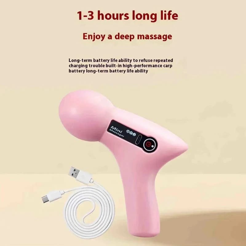 Mini Massaggiatore con Schermo LCD, Pistola Massaggiante a 6 Testine, Massaggiatore Muscolare Elettrico Portatile per Collo, Piedi e Corpo