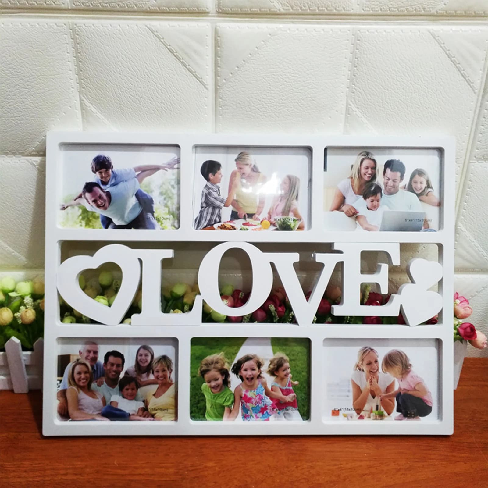 Kit Collage da Parete con 6 Scomparti per Foto, Cornice per Immagini Familiari, Decorazione Murale Multipla, Espositore per Opere d'Arte Domestiche