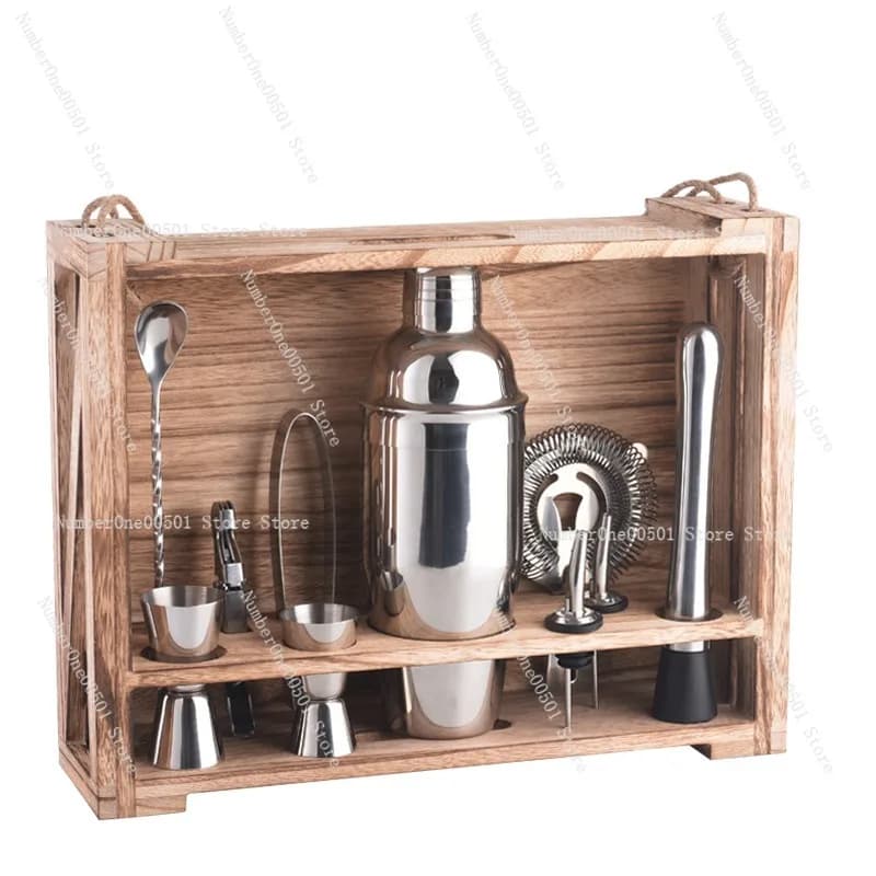 Set shaker da cocktail da bar con supporto Kit da barista Strumenti per la preparazione di bevande in acciaio inossidabile 700 ml
