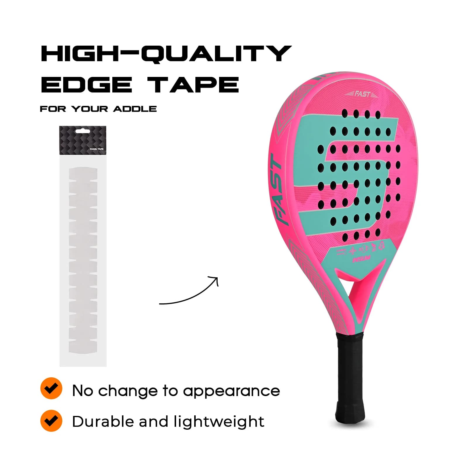 Racchetta da Padel INSUM in Fibra di Carbonio Morbida con Nucleo in Schiuma EVA Memory Flex, Racchette da Padel Leggere con Nastro Protettivo, Set da Padel