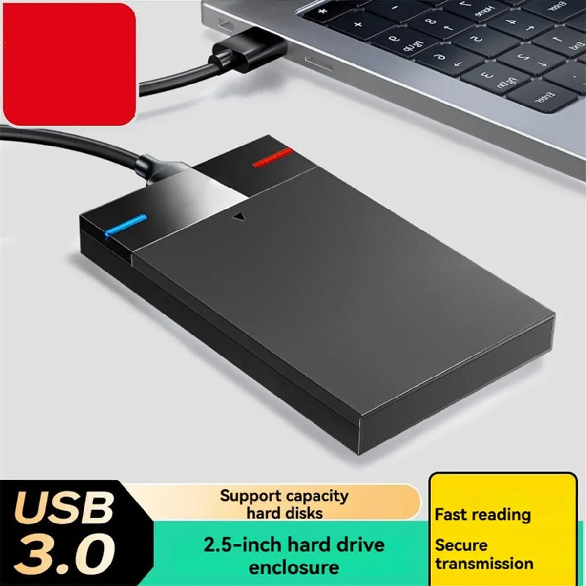 【CHRISTMAS】 Custodia per HDD da 2,5 pollici Custodia per HDD da 2,5 pollici Micro-B USB 3.0 Disco rigido esterno Dispositivo di archiviazione portatile HD da 5 Gbps