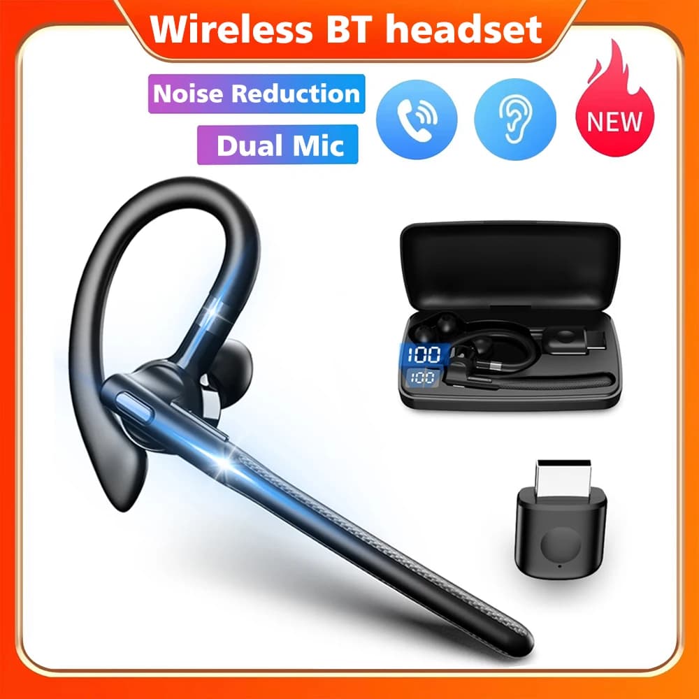 Nuovi auricolari Bluetooth Cuffie wireless Chiamate in vivavoce stereo Cuffie da lavoro con cancellazione del rumore con microfono per la guida