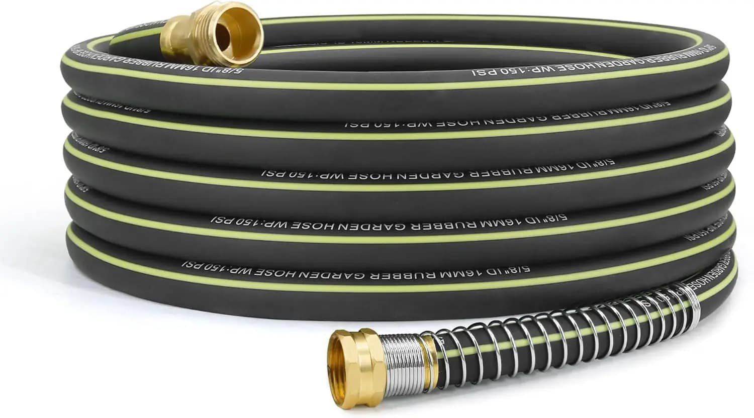 Light Garden Tube in Rubber from 15 m, Hybrid Tube in Rubber from 5/8" with Fitting in Massive Brass, Pipe for Exterior Water
