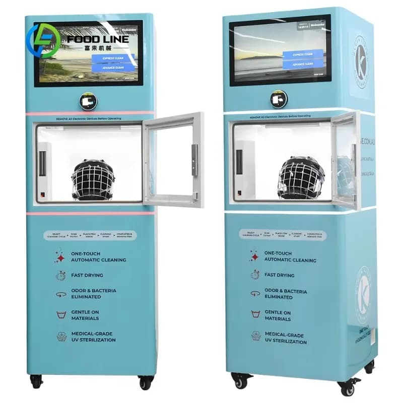 Customize Automatic Helmet Cleaning Vending Machine for Motorcycle and Bike Helmets with Sterilizing and QR Payment System