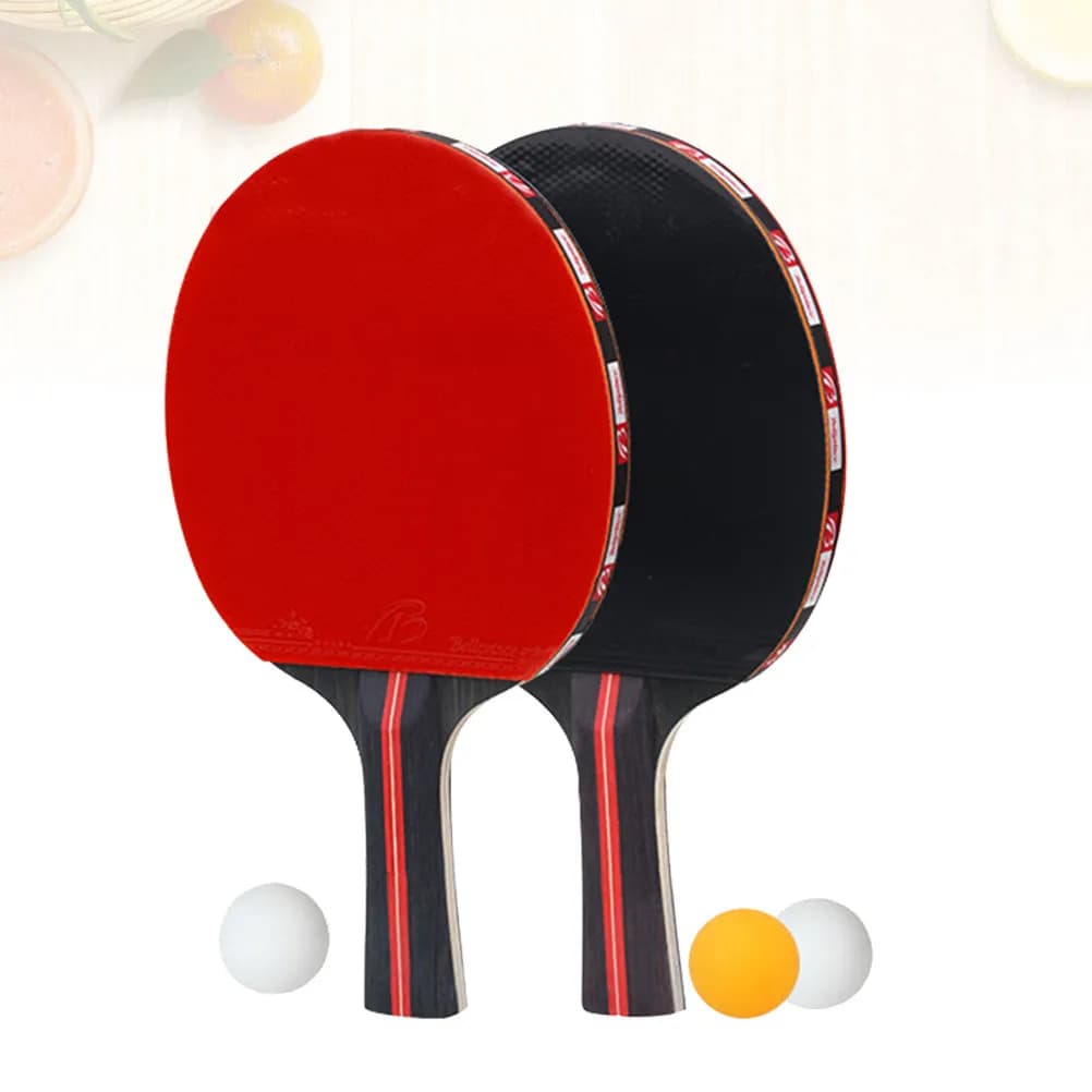 Set di Racchette da Ping Pong con Impugnatura Ergonomica, Due Racchette e Tre Palline, Kit per Principianti