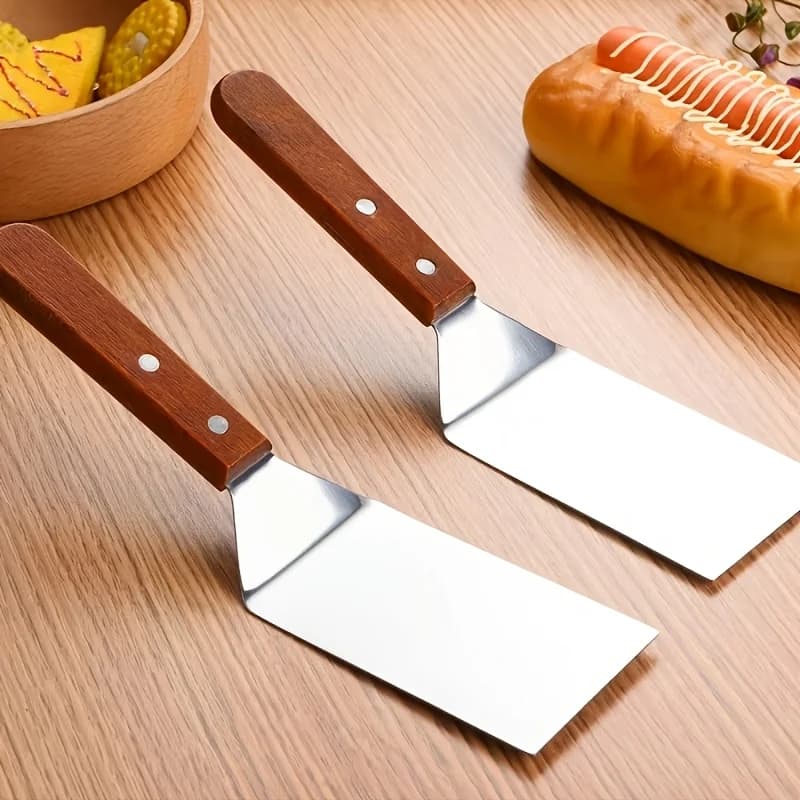 Spatola in Acciaio Inox per Friggere, Girapane per Pancake, Accessorio da Cucina per Bistecche e BBQ, Utensile per Casa e Campeggio