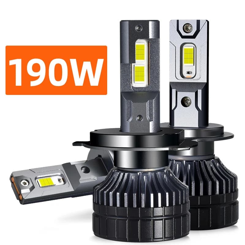 Potenti lampadine per fari a LED per auto super luminose da 190 W H1 H7 H4 H11 H8 9005 HB3 9006 HB4 D2H D1S 6000K Bianco Plug n Play Luci automatiche