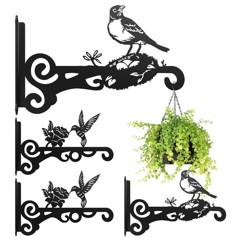 Bird Metal Wall Hooks Flower Pot Support Practical Hanging Bracket for Garden Balcony Indoor Outdoor Potted Plant Decor Hook