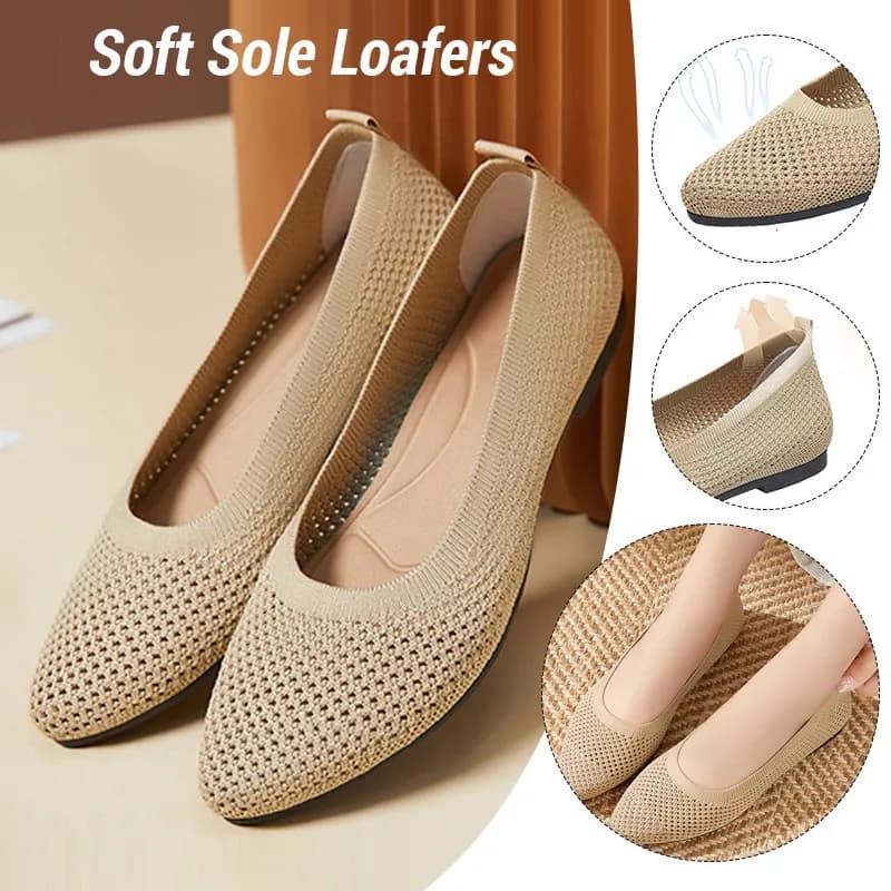 Scarpe basse da donna Mocassini lavorati a maglia Suola morbida Leggero e traspirante Slip on Scarpe casual da donna Ballerine da passeggio