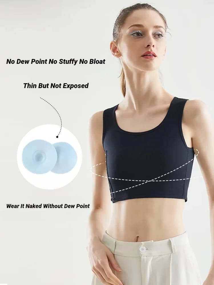 Women's Breathable Breast Collector with Side Clasp Short Canopies Underwear Tank Wraps Wireless Wraps Tomboy Flat Seamless