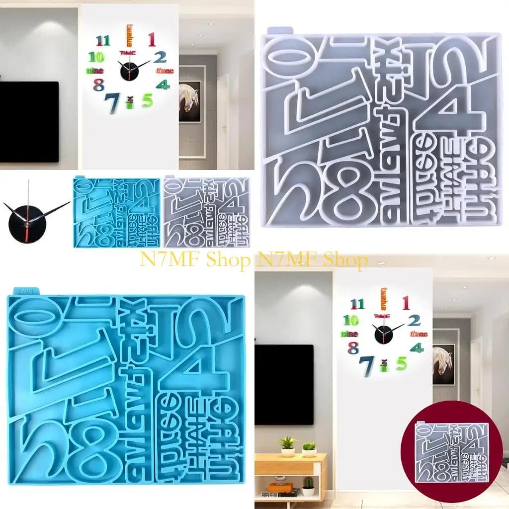 N7mf for creative clock UV epoxy resin wall clocks moul crystalline silicone wall clock