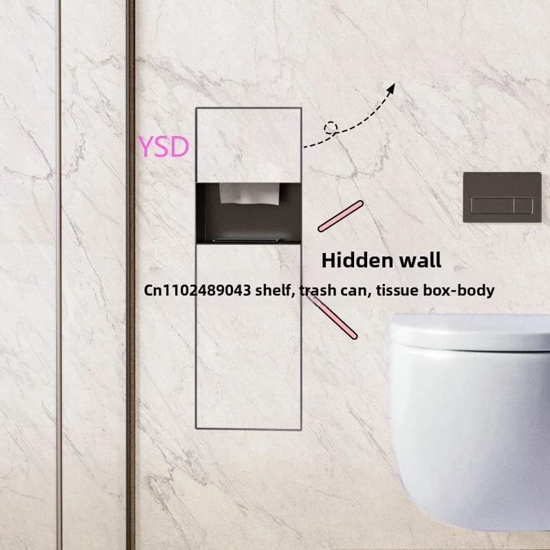 Cestino per rifiuti a scomparsa in acciaio inossidabile 304, nicchia porta fazzoletti per WC, mobiletto in metallo da incasso per WC, personalizzabile