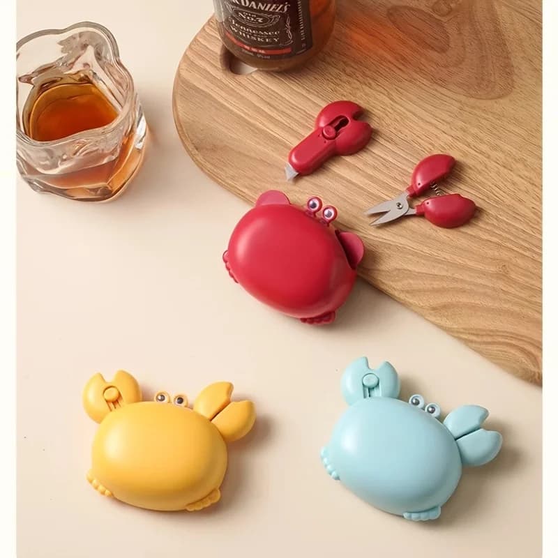 1pc of 3-in-1 Crab Bottle Opener, Multifunctional Refrigerator Sticker Unboxing Knife, Cartoon Portable Magnetic Scissors