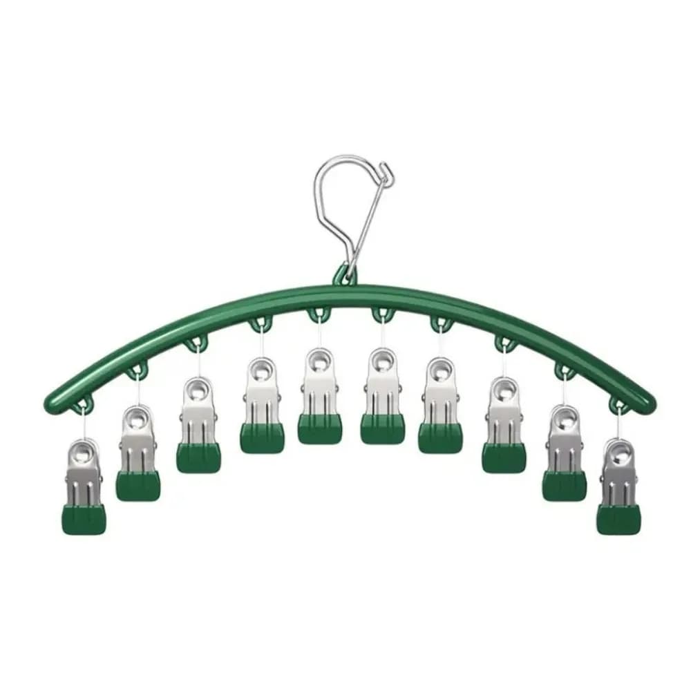 Stainless Steel 10 Clips Sock Drying Rack Non-slip Waterproof Arc Shaped Sock Drying Rack Space Saving Clothes Drying Hanger