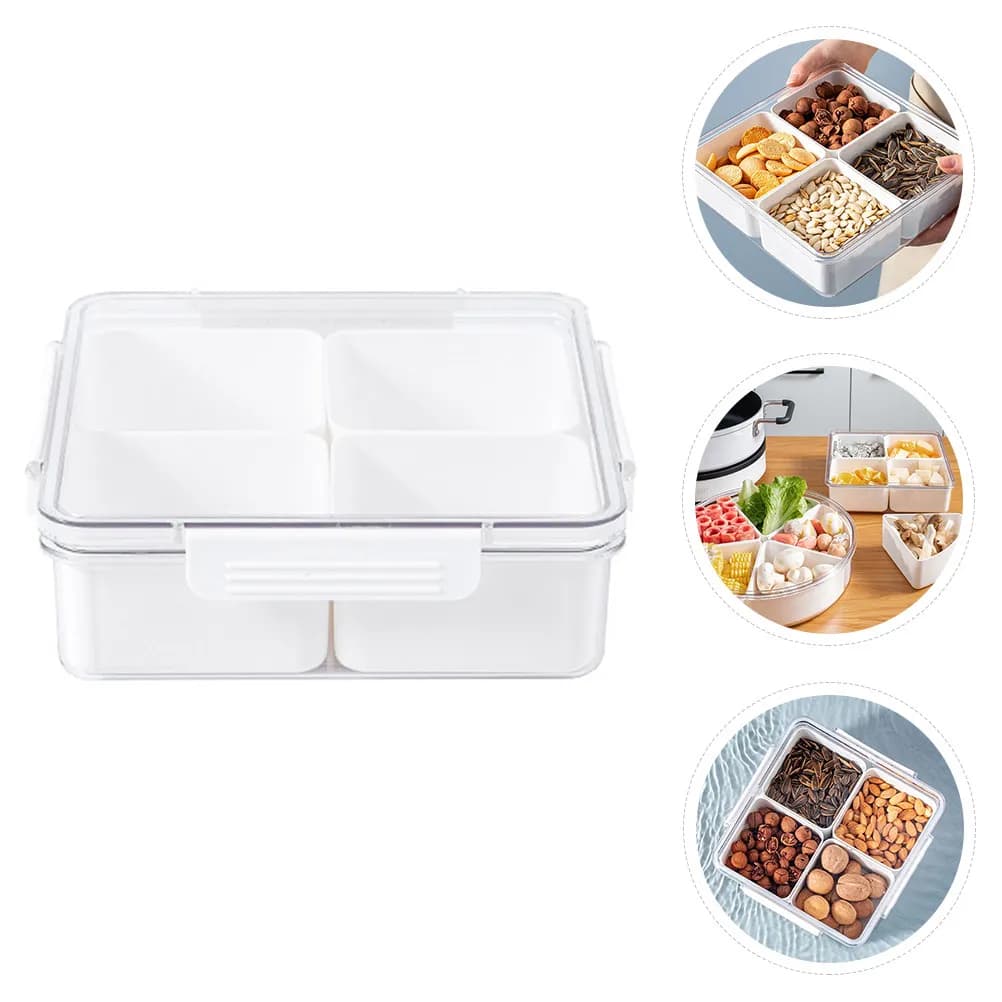 Sectional Snack Tray Fruit Box Candy Case Compartment Dried Fruit Holder Ideal for Leisure Time Parties Clear Classification
