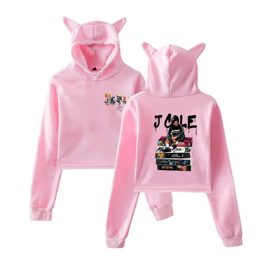 Felpa con Cappuccio Liv Morgan Stile Vintage Anni '90, Abbigliamento Streetwear, Felpe alla Moda per Ragazze, Crop Top con Orecchie di Gatto per Donne