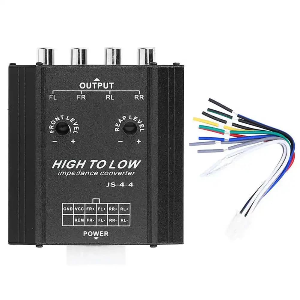 Convertitore audio per auto a 4 canali 12V per linea alta-bassa Rca