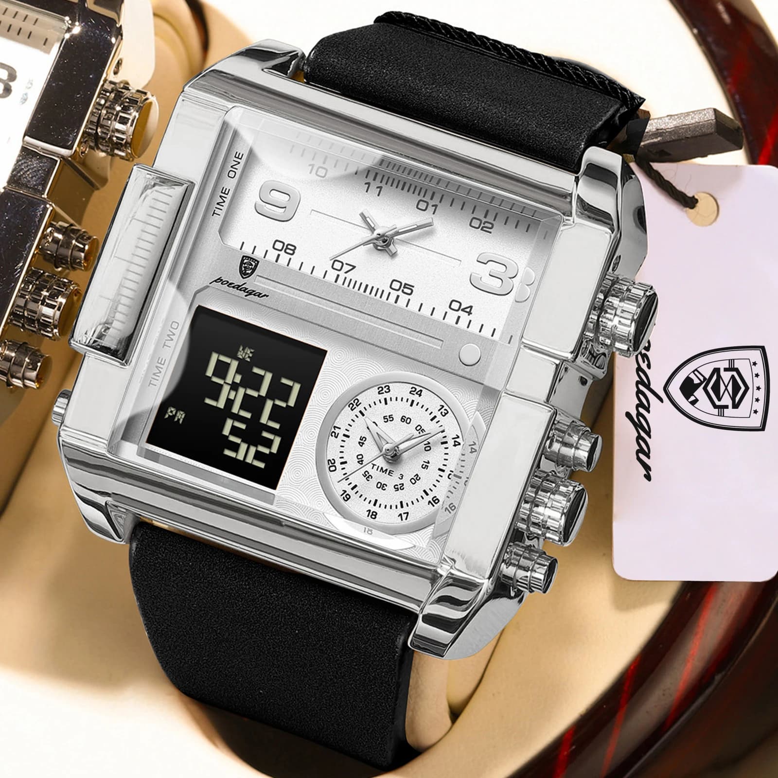 POEDAGAR Top Sports Digital Male Wristwatch Date Week Quartz Fashion Men Clock Waterproof Luminous Alarm Military Men's Watches
