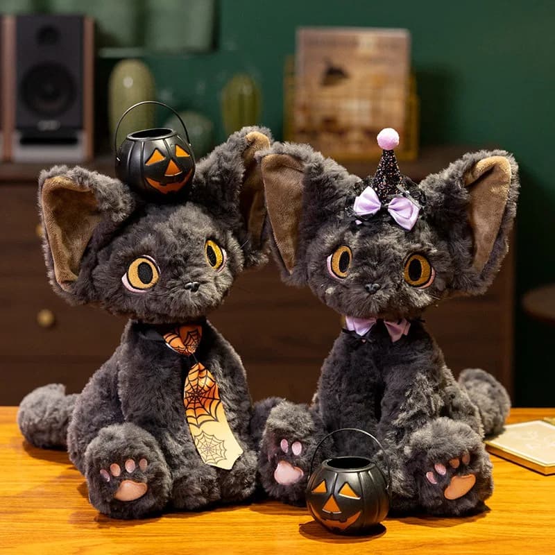 Simpatico Devon Rex Gatto Nero Bambola Ornamento Decor Animale Kawaii Peluche Morbido Accompagnare Sonno Bambola Giocattolo Alla Moda Regali Di Natale Di Halloween