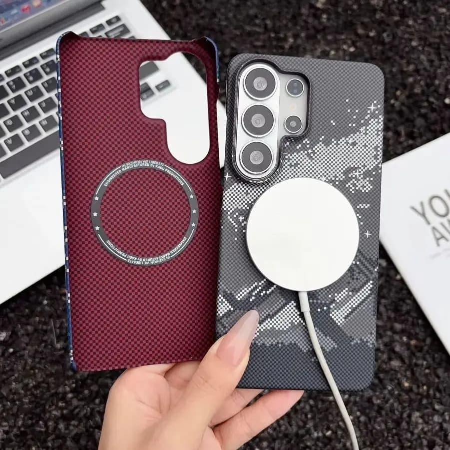 Cover Magnetica con Motivo Montagna per Samsung Galaxy S26 S25 Plus Ultra S26 Plus, Compatibile con Ricarica Wireless MagSafe, Antiurto