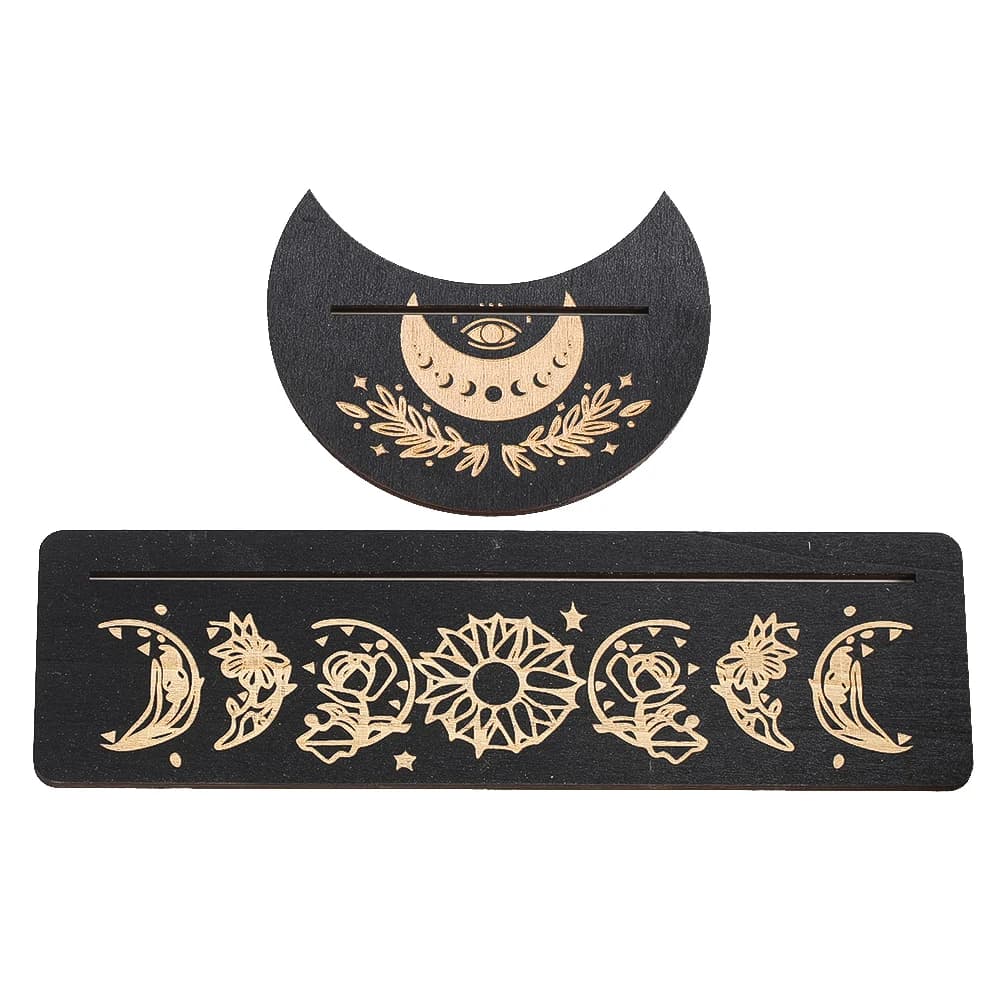 2 pz/set di Legno Tarocchi Carta Espositore Titolare Sole Luna Fase Altare Base Stregoneria Rituale Magico Divinazione Strumenti di Meditazione