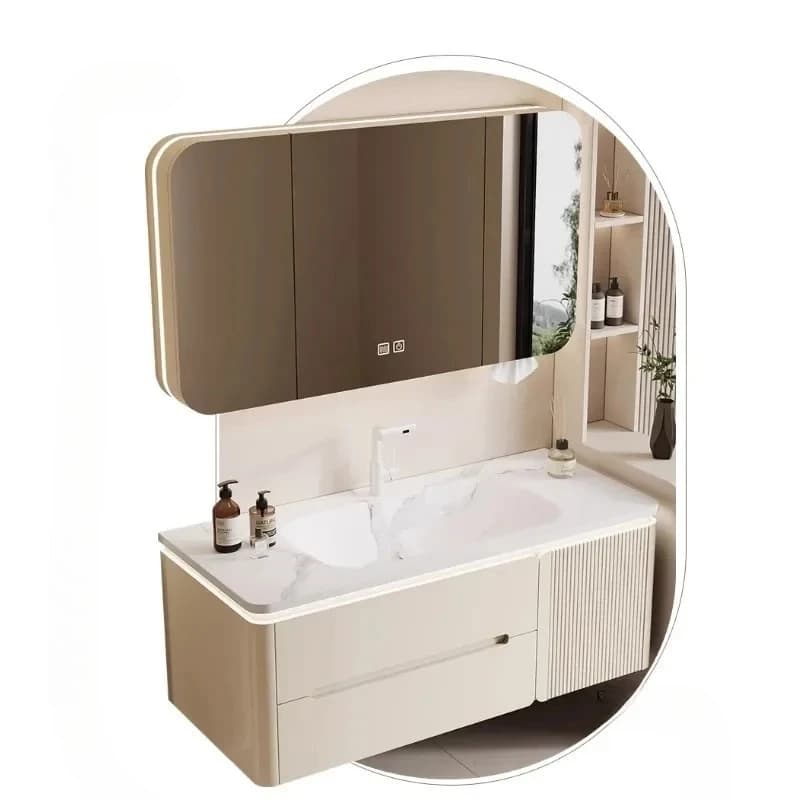 Armadietto a specchio per bagno Mobili per la casa Lavabo in ceramica Bagno integrato
