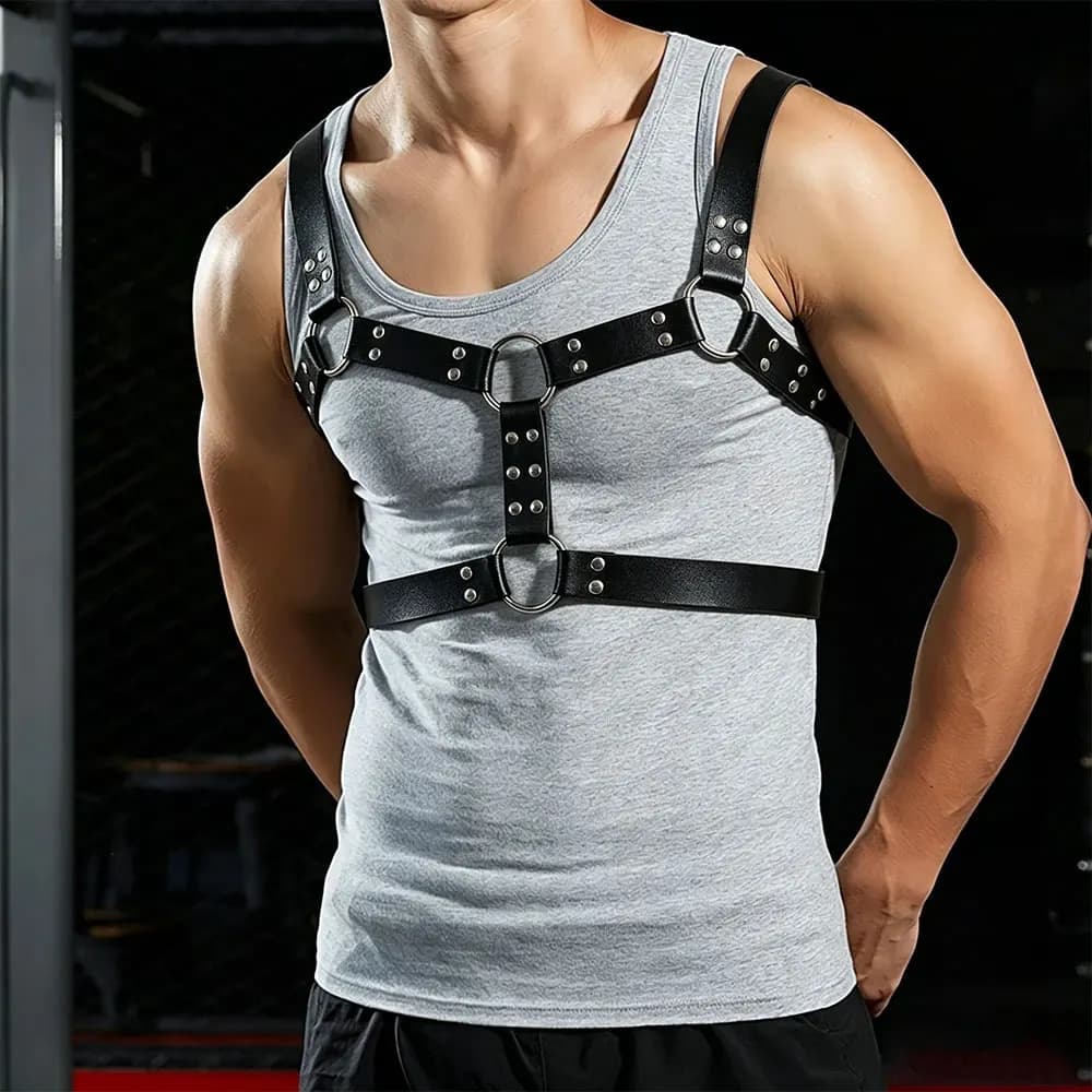 Men's Adjustable PU Leather Harness Belt Gothic Street Style Chest Strap Punk Exotic Belt Fashion Daily Wear Clothing Accessory
