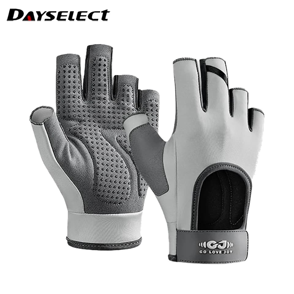 1 pair of anti-slip full palm training gloves, resistant, with thick cushioning, half fingers, breathable, for yoga, cycling, fitness and training.