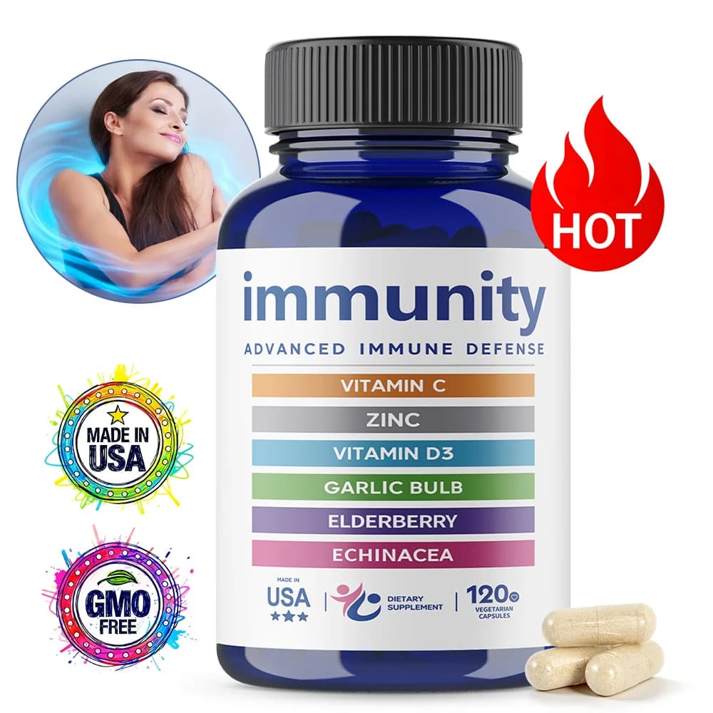 Immuneti Advanced Immune Support – 6-in-1 Daily Immunity Supplement – with Vitamin C, D3, Zinc, Elderberry, Garlic & Echinacea