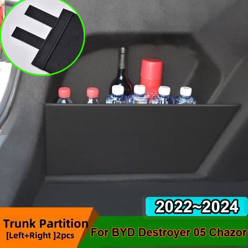 Accessori auto per BYD Destroyer 05 Chazor 2022 ~ 2024 Auto Ispessimento Tronco Lato Organizzatore Partizione Scatola di Immagazzinaggio Multifunzione