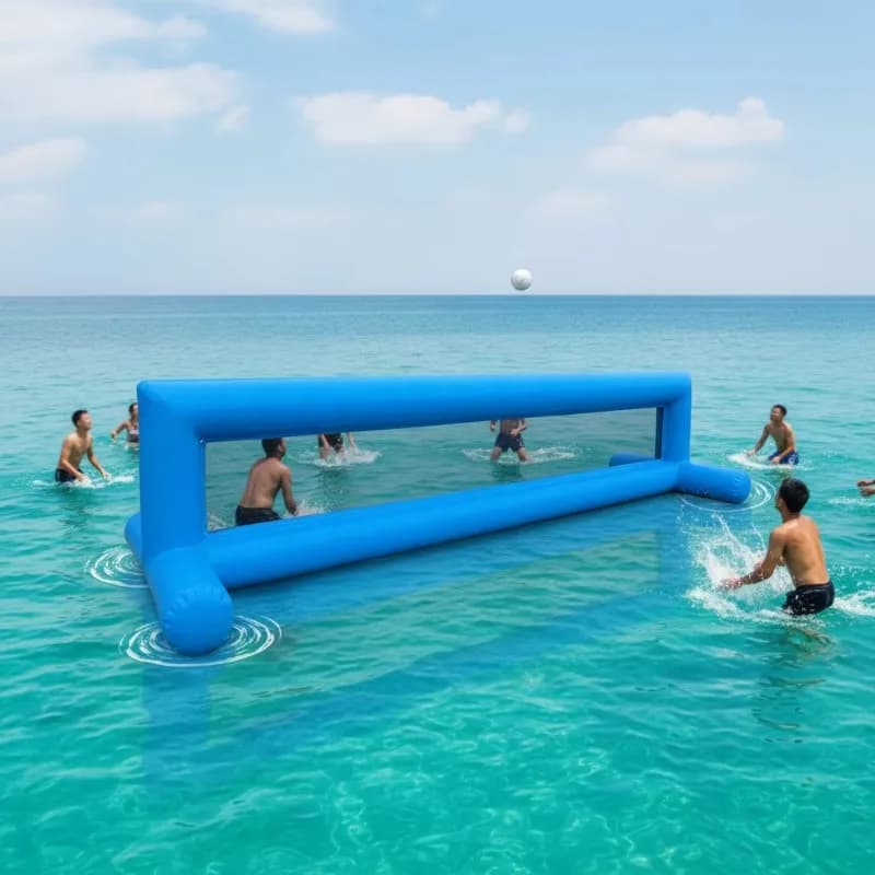 Inflatable Water Volleyball Court Play Game Net Swimming Pool Summer Amusement Facility