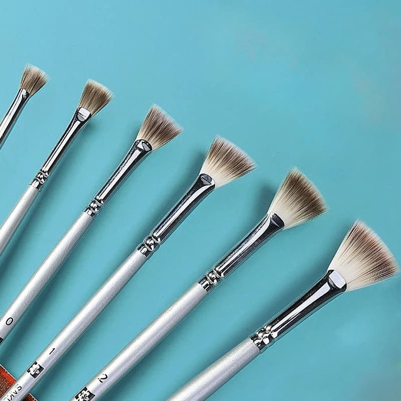 Nylon Hair Fish Tail Fan Brush for Watercolor Acrylic Painting Art Exam Training Artist Paintbrushes for Canvas Detailing