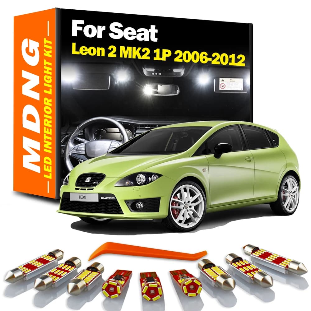 MDNG 13Pcs LED Interni Lettura Mappa Cupola Porta Luce Kit Per Seat Leon 2 MK2 1P 2006 2007 2008 2009 2010 2011 2012 Lampada Visiera parasole