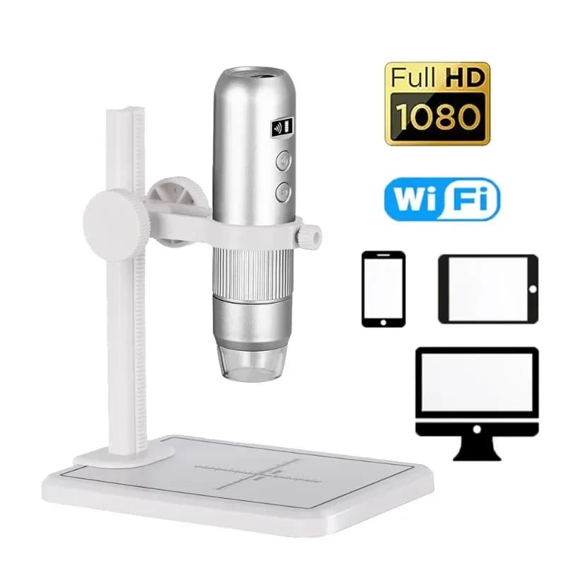 Microscopio Biologico USB HD 1080P MS4 1000X, Microscopio Digitale Wireless WIFI con 8 LED per Saldatura Elettronica